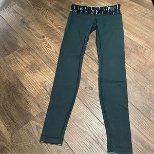 Lululemon Wunder Under Teal/Black Green Full Length‎ Leggings Size 6